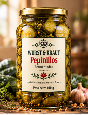 Frasco de pepinillos encurtidos WURST und KRAUT 400 g